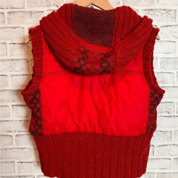 Free People knit puffer vest red maroon hooded - Picture 7 of 7